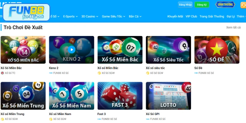 Các trò chơi xổ số bạn không nên bỏ lỡ tại FUN88