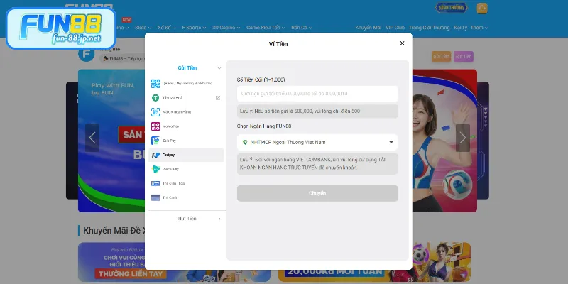 Nạp tiền qua ví điện tử