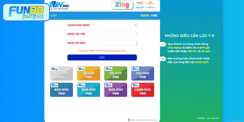 Nạp tiền qua thẻ cào