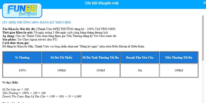 Thông tin chi tiết về thưởng 100% đăng ký FUN88 bạn cần nắm rõ